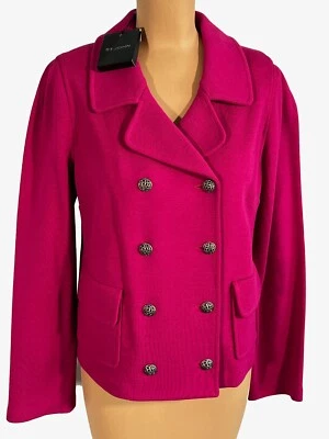 NWT ST. JOHN Knits Raspberry Double Milano Peacoat Jacket Blazer sz 8 $1295
