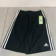 Adidas Big Boys Three Stripe Short Black with White Stripes Breathable Mesh