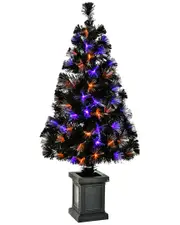 National Tree Company 48 Halloween Black Fiber Optic Entrance Tree