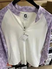 Footjoy Women's Quarter Zip Midlayer Golf Pullover White/Purple Large 30141