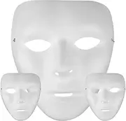 White Face Mask, 3pcs DIY White Masquerade Mask, Scary Ghost Face Mask, Halloween Scream Mask for Adults
