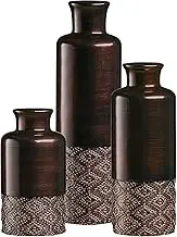 Creative Scents Dublin Brown Vases - Set of 3 - Table Centerpieces, Home Decor - Brown, Resin, Round, Glossy Finish