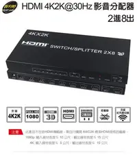 在飛比找Yahoo!奇摩拍賣優惠-伽利略 HDMI 4K2K@30Hz 影音分配器 2進8出 
