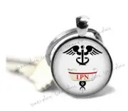 LPN Nurse Glass Top Key Chain Keychain Medical Nursing Occupational Gift