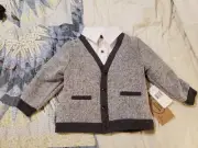 Little Brother By Pippa & Julie 2 Piece Set Jacket & Long Sleeve Shirt Baby 24M