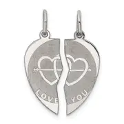 Sterling Silver Rhodium-Plated 2-Piece Love You Disc Charm