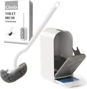 Toilet Brush and Holder Set, Wall Mounted Toilet Bowl Brush with Hideaway Caddy,
