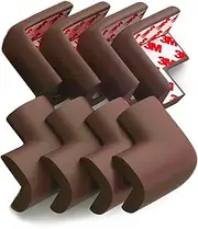 8-Pack Corner Protectors Baby Proof, Furniture Corner and Edge Safety Bumpers, Soft Rubber Foam Cushion Covers, 3M Taped Corner Guards, Baby Child Proofing Pads, Table Corner Protectors, Brown