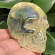 1pc Yellow smelting stone skull quartz crystal carved decoration healing 2''