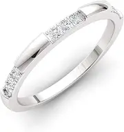 [Diamondere] Natural and Certified Gemstone Wedding Ring in 14k White Gold | 0.13 Carat Ring for Women, US Size 4 to 9