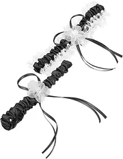 [CATIEBYE] Lace Bowknot Leg Garters for Bride Elegant Wedding Garters Leg Decorations Set Black