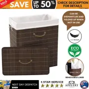 Modern Bamboo Laundry Basket Washing Clothes Hamper Storage Box Organiser Brown