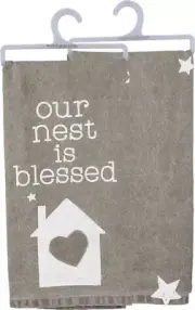 NEW~"Our Nest Is Blessed"~COTTON TEA TOWEL 28"~Hand/Kitchen/Dish/Star/Home/Heart