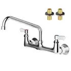 Wall Mount Kitchen Faucet Commercial Sink Faucet with 12-inch Swivel Spout