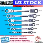 6 Extra Long Ratcheting Wrenches Spanner Set Double Box End Flex-Head SAE Metric