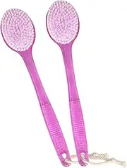 AMERWASH PLUS Bath Body Brush for Shower, 14 inches Long Handle, 2 Packs Bath Scrubber Skin Exfoliation Bath Shower Body Brushing Pink