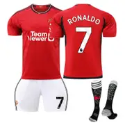 Beakey Red Devil Man Utd Home Jersey RONALDO #7 Soccer Jersey Kids Adult 3Pcs Jersey Kits
