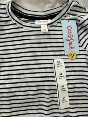Cat & Jack Girls 5T Striped Shirt black/white NWT