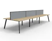 RAPIDLINE RAPID ETERNITY DOUBLE SIDED WORKSTATION With Screen 6 Person W1500 x D750 x H730mm (per user) Natural Oak Top Black Frame