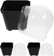 CAXUSD 3 Sets Plastic Humidity Dome Planter Pots Durable Seedling Nursery Pots with Cover for Precise Humidity Control for Flower Plant Lovers