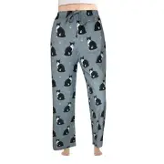 E&S Imports #023 Lounge Pants, Grey Pajama Bottoms with Black and White Tuxedo