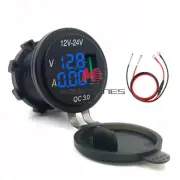 DC12V-24V QC 3.0 Motorcycle LED Light Panel Digital Voltmeter Display Monitoring