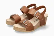 Mephisto Women's Lissandra Camel Scratch 431 Platform Wedge Heel Strap Sandals