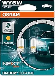 OSRAM 2827DC-02B Diadem CHROME WY5W Halogen Signal Lamp, Turn Indicator Light, 12 V Passenger Car, Double Blister, Set of 2