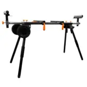 WEN Miter Saw Stand 24.88" Collapsible Rolling in Black w/ 3 Onboard Outlets