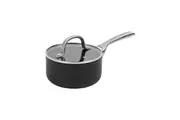 Gourmet Kitchen Meteore Non-Stick Saucepan with Flat Lid Black with Silver Handle (16cm, 20cm)