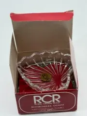 Vintage RCR Royal Crystal Rock Italy Scalloped Edge Heart Trinket Box NIB