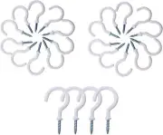 White Coated 2IN Screw-in Hooks - Multipurpose Coffee Cup Hooks for Hanging U...