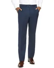 Luigi Bianchi Mens Flat Front Melange Textured Dress Pants 40 Navy