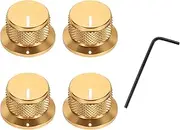 uxcell 4Pcs Aluminium Knurled Potentiometer Knobs 1/4" Volume Tone Control Top Hat Knob for Guitar Instruments Audio Mixer Amplifier Gold
