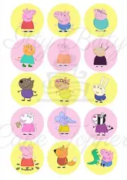 Edible Cupcake Toppers PEPPA PIG Friends pre cut - Highest Australian Quality