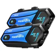 2XFodsports M1S Plus Motorcycle Intercom 2KM Bluetooth Helmet Headset FM 10Rider