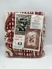 Turtle Creek Holiday Collection Cotton Afghan 48"x60" Yuletide Santa Throw *NEW*