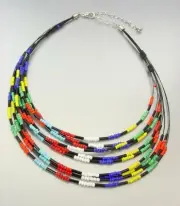 FUN & FABULOUS Multi Strands Multicolor Beads Black Cords Kid's Necklace
