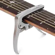 Eorbow Adjustable Guitar Capo, Zinc Alloy Capo for 6 String Acoustic and Electric Guitar, Bass, Ukulele, Banjo and Mandolin, Trigger Tension Adjustable and Pin Puller Design, Silver