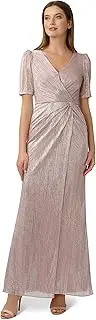 [Adrianna Papell] Women's Foiled Mesh Draped Gown