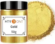 HTVRONT Gold Mica Powder for Epoxy Resin - 1.76 oz/50 g Mica Pigment Powder, Natural Mica Powder for Soap Making, Resin, Candle Making, Bath Bomb, Non-Toxic Pigment Powder