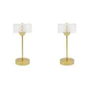 2PK Boyle Rechargeable LED Portable Table Lamp w/ Acrylic Drum Shade 15x15x32cm