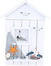 1Pc Wooden House Key Holder Box with Hooks Mediterranean Style Wall Mounted Keys Organizer Decor for Entryway for Keeping Keys Organized and Adding Rustic Charm to Your Home