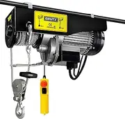 Giantz Electric Hoist, 800kg 1300W Rope Tool Electronic Cable Hoists Lift Crane Remote Control Chain Lifting Winch Home Garage Work Machine, 18m High Tensile Cables Magnetic Single Double Ropes Black