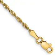14K Yellow Gold 9 Inch 2mm Extra Light Diamond-Cut Rope With Lobster Clasp Anklet