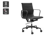 Matt Blatt Eames Premium Replica Low Back Office Chair Genuine Leather (Black/Black)