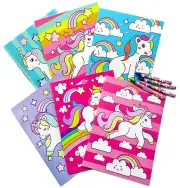 Unicorn Coloring Books with Crayons Party Favors, Set of 12