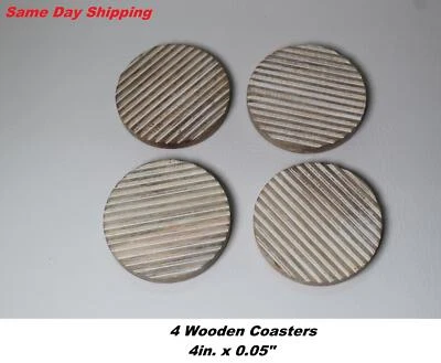 Wooden Coasters for Drinks - Natural Wood Drink Coaster Set Tabletop Protect 4x