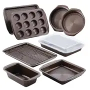 Circulon Non-Stick Steel Assorted Bakeware Set 10-Piece Brown w/ Cooling Rack