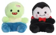 Aurora 2 Piece Halloween Palm Pal Stuffed Plush Bundle, Vampire and Zombie